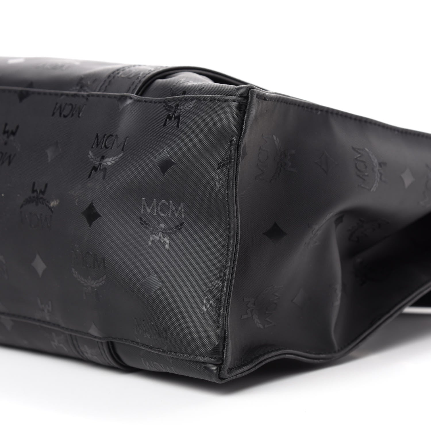 MCM Monogram Coated Canvas Tote Bag Black 7 of 9