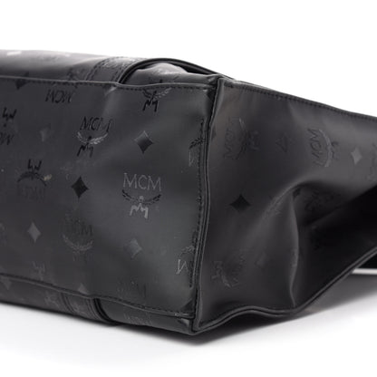 MCM Monogram Coated Canvas Tote Bag Black 7 of 9