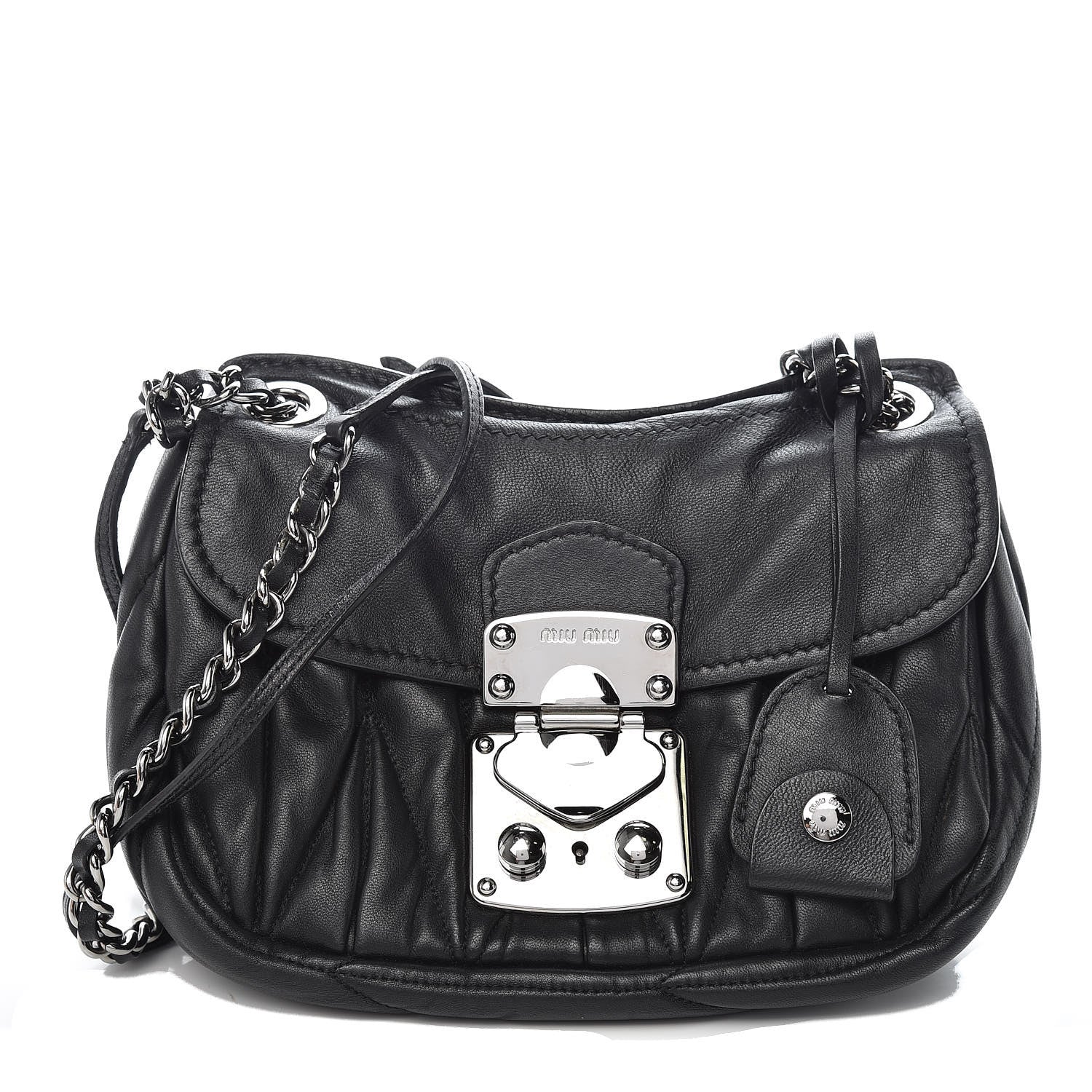 Miu Miu Nappa Matelasse Chain Crossbody Black 1 of 10