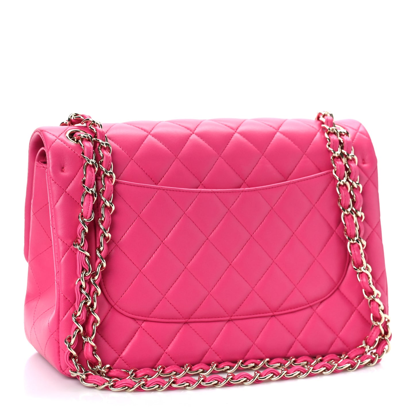 Lambskin Quilted Jumbo Double Flap Dark Pink