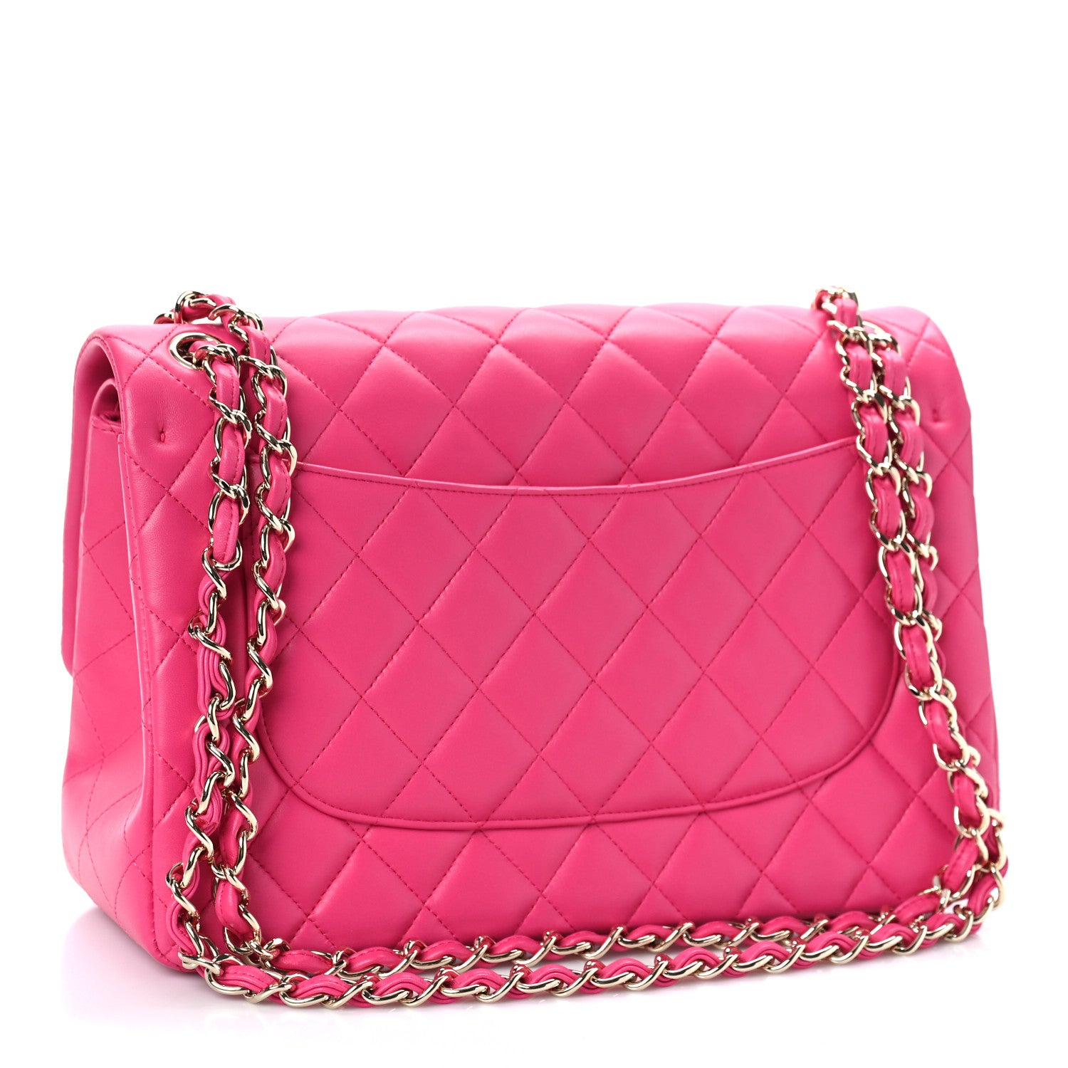 Chanel Lambskin Quilted Jumbo Double Flap Dark Pink 2 of 8