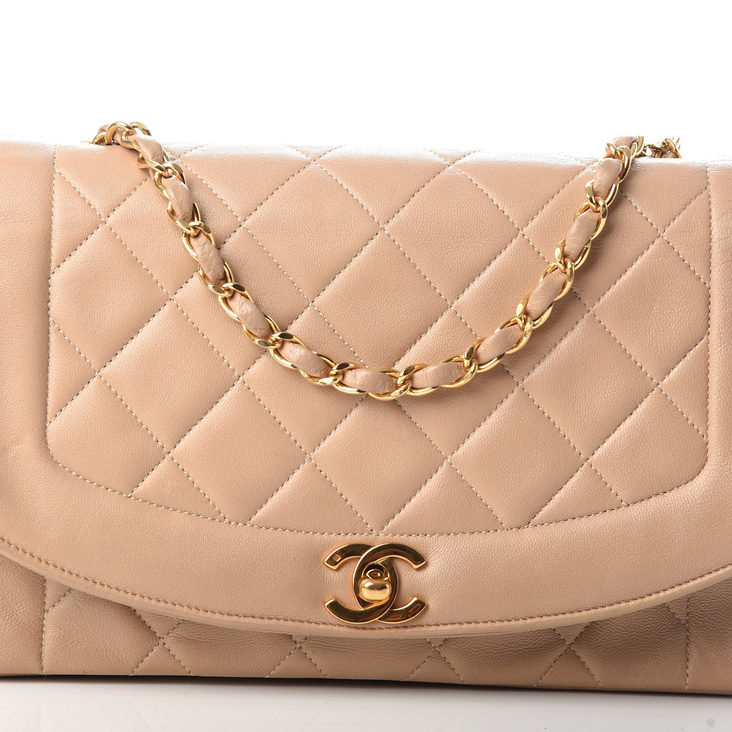 Lambskin Quilted Medium Single Flap Beige