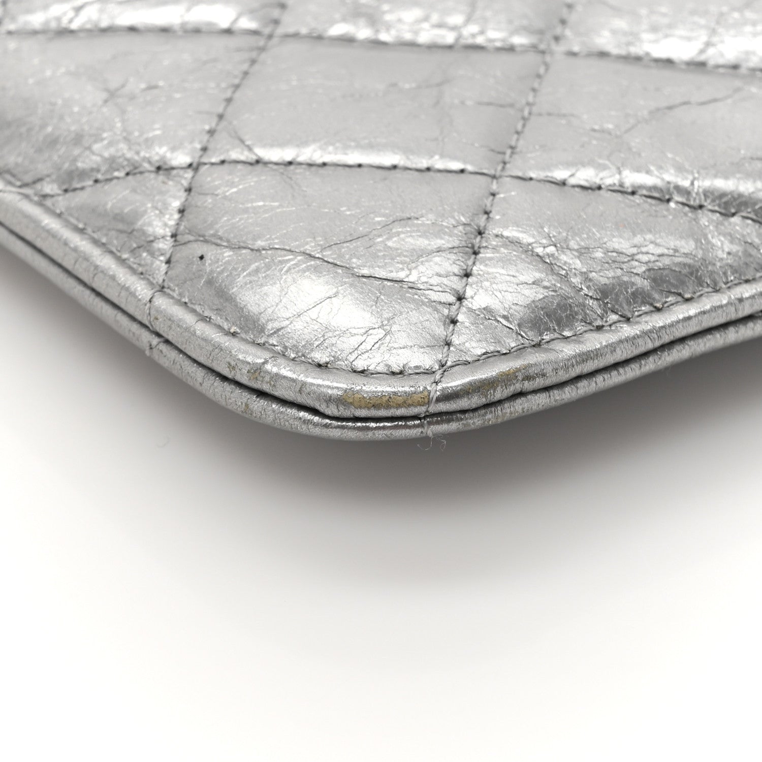 Chanel Metallic Crumpled Calfskin Quilted Large Slide Pouch Silver 11 of 13