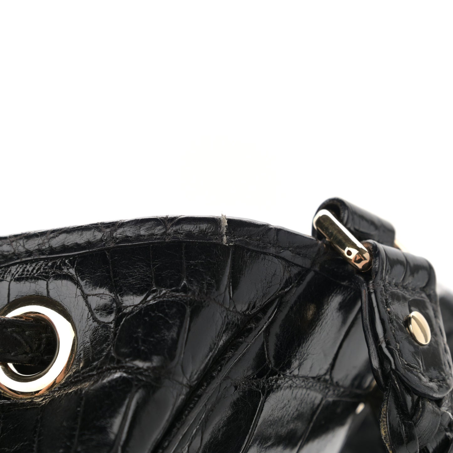 Crocodile Peggy Braided Tote Black