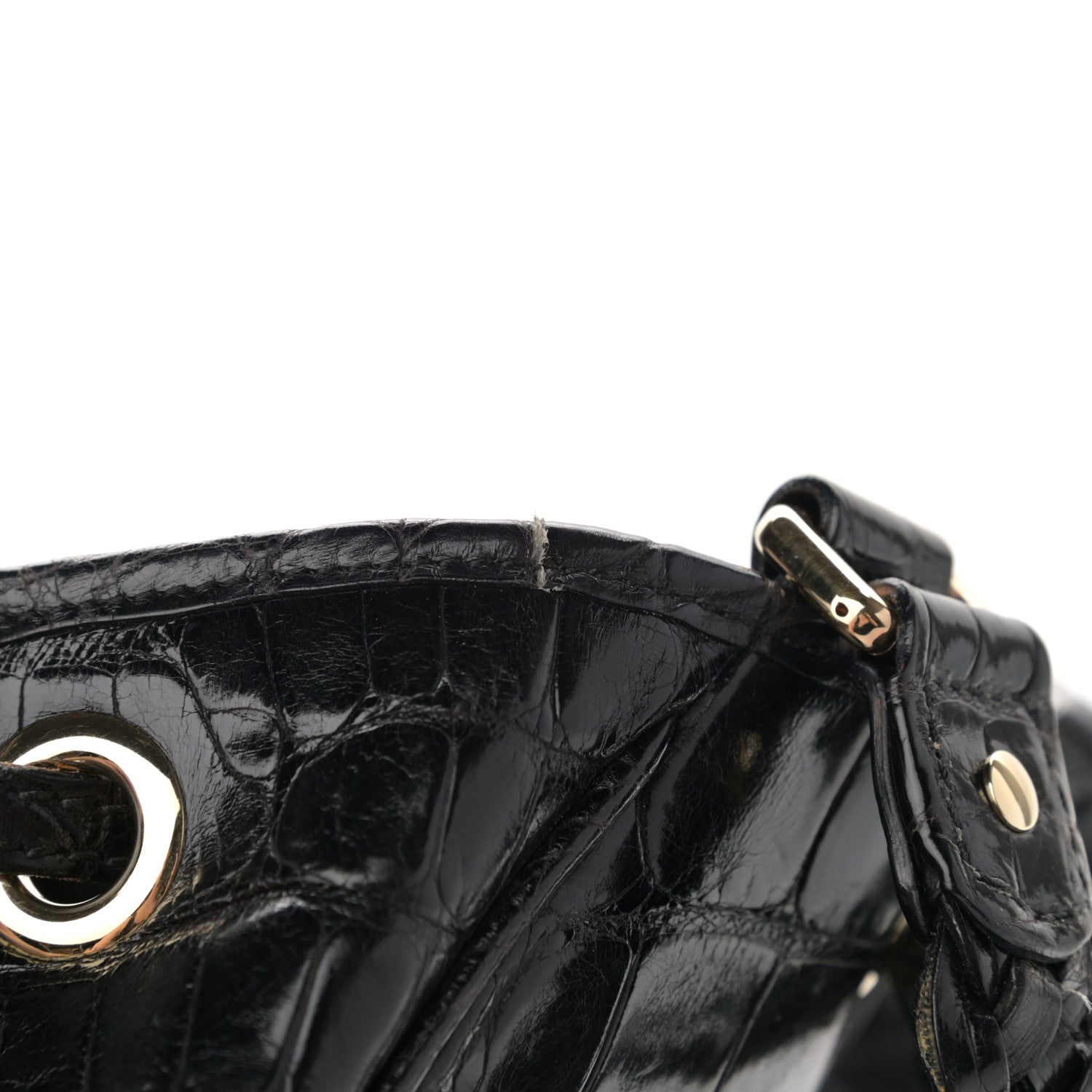 Gucci Crocodile Peggy Braided Tote Black 12 of 12