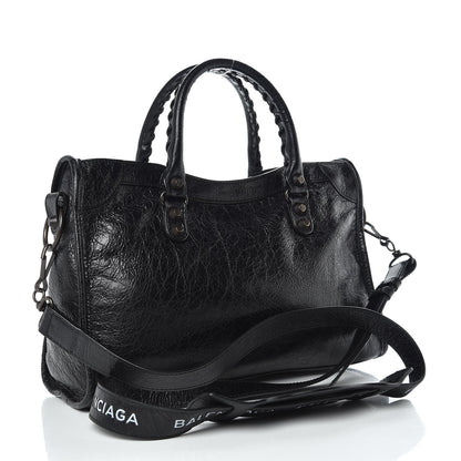 Balenciaga Agneau Classic Hardware S City Logo Strap Black White 3 of 15