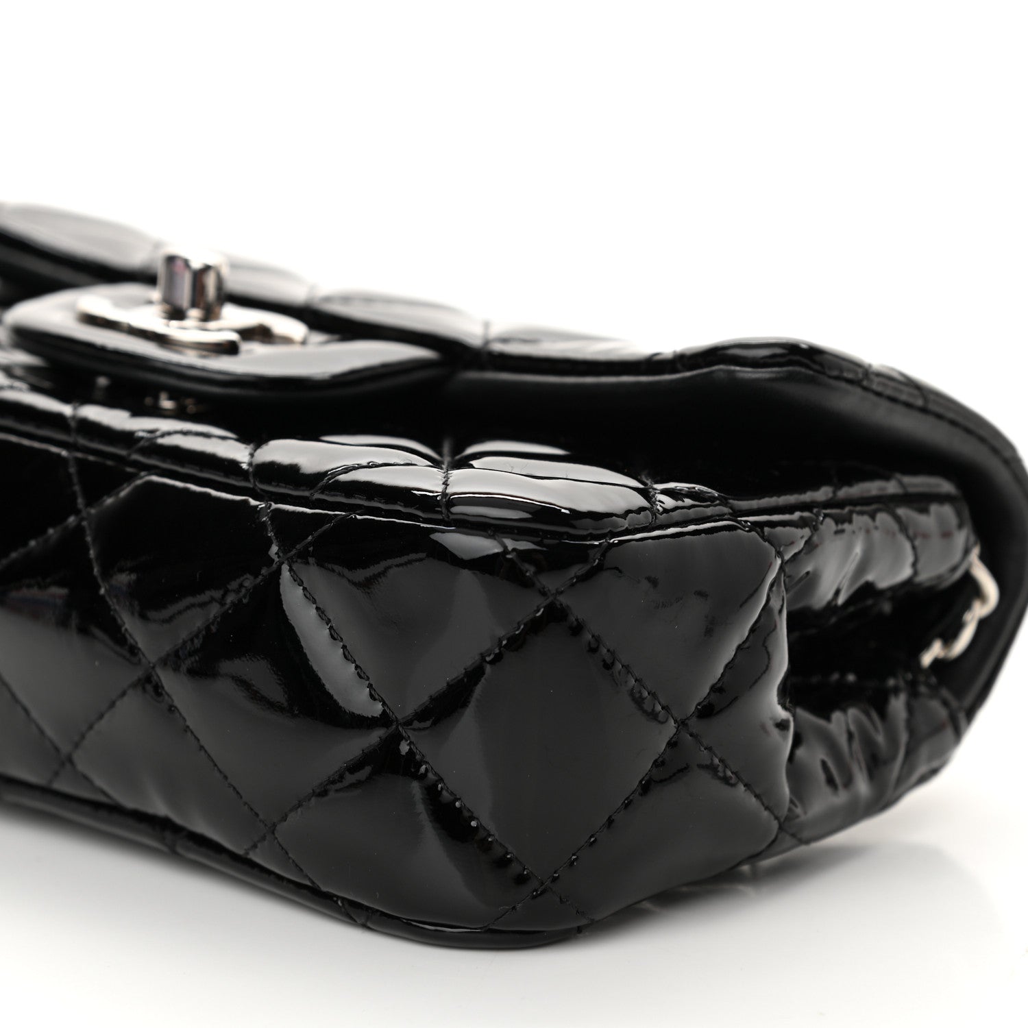 Chanel Patent Calfskin Quilted Extra Mini Rectangular Flap Black 10 of 10