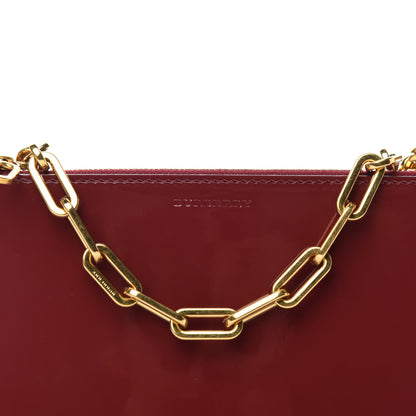 Burberry Patent Calfskin Penhurst Chain Triple Zip Shoulder Bag Cardinal Red 8 of 10