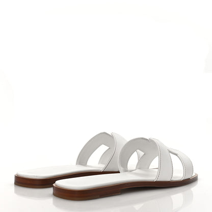 Hermes Box Calfskin Oran Sandals 39 White 4 of 8