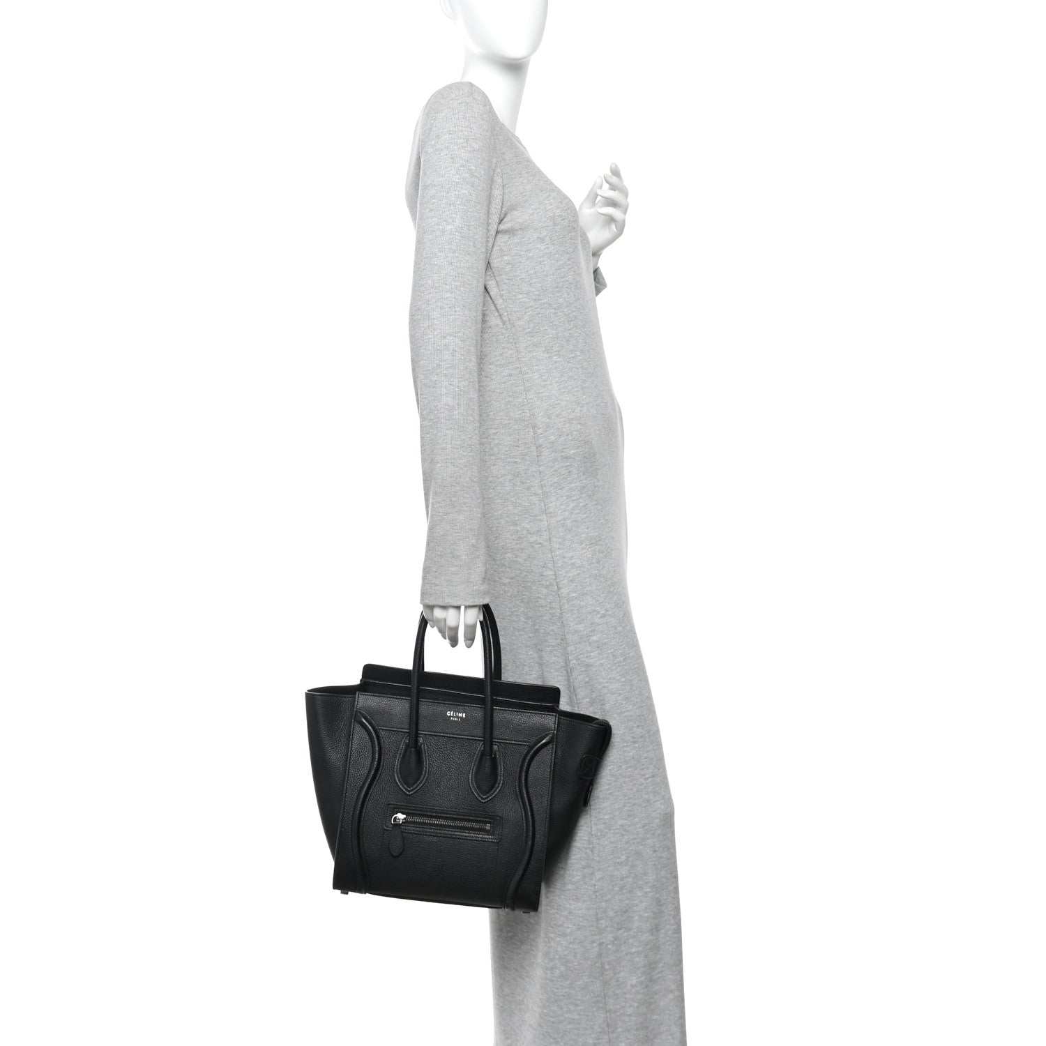 Celine Drummed Calfskin Micro Luggage Black 2 of 10
