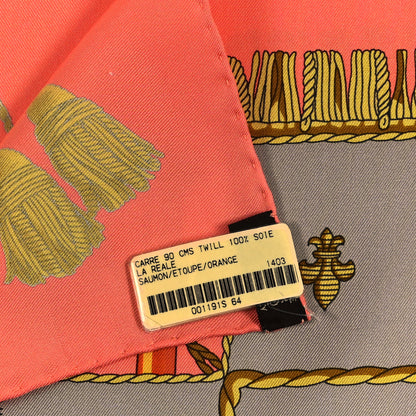 Hermes Silk Vue Du Carosse De La Galere La Reale Scarf 90 Saumon Etoupe Orange 4 of 5