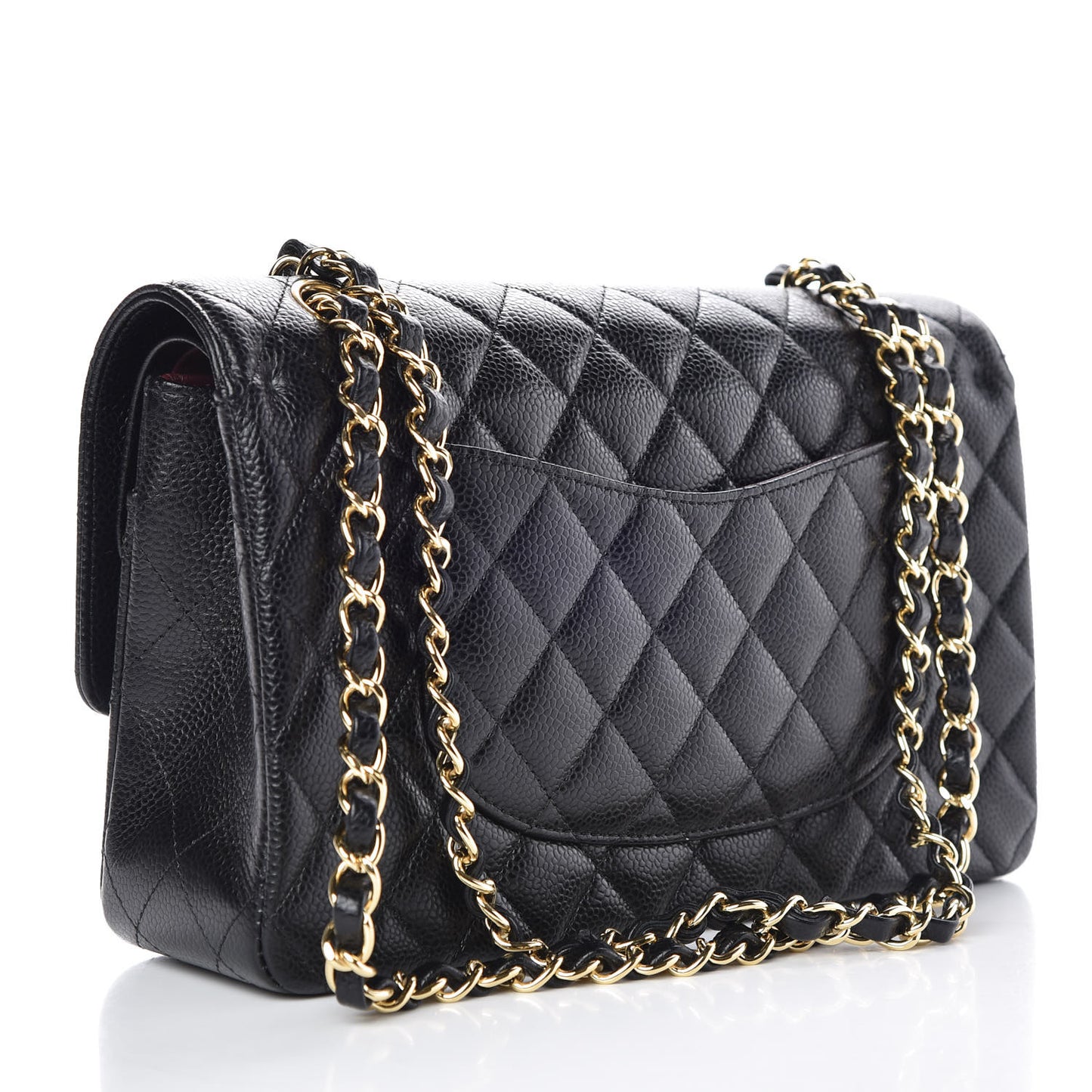 Caviar Quilted Medium Double Flap Black