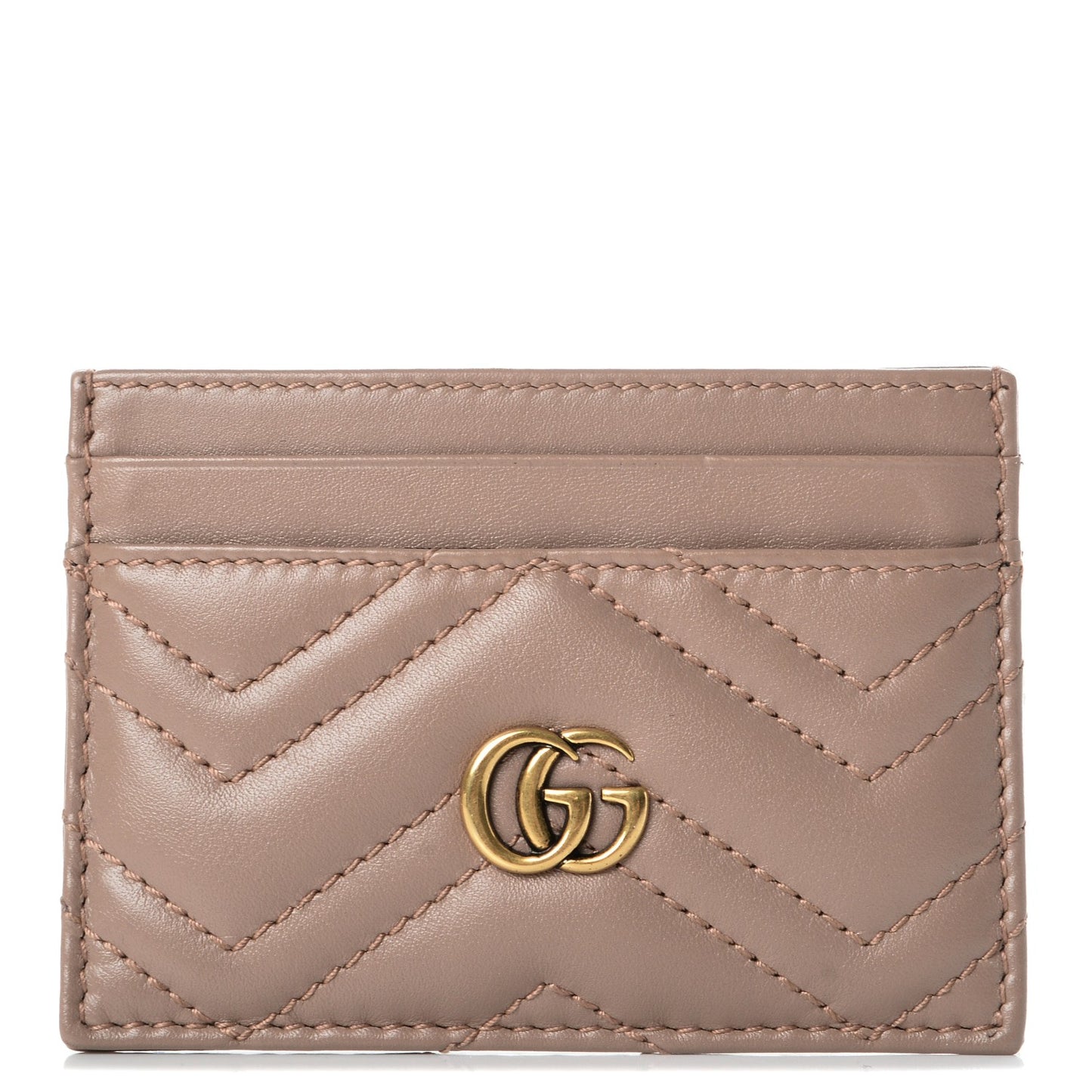 Calfskin Matelasse GG Marmont Card Holder Porcelain Rose