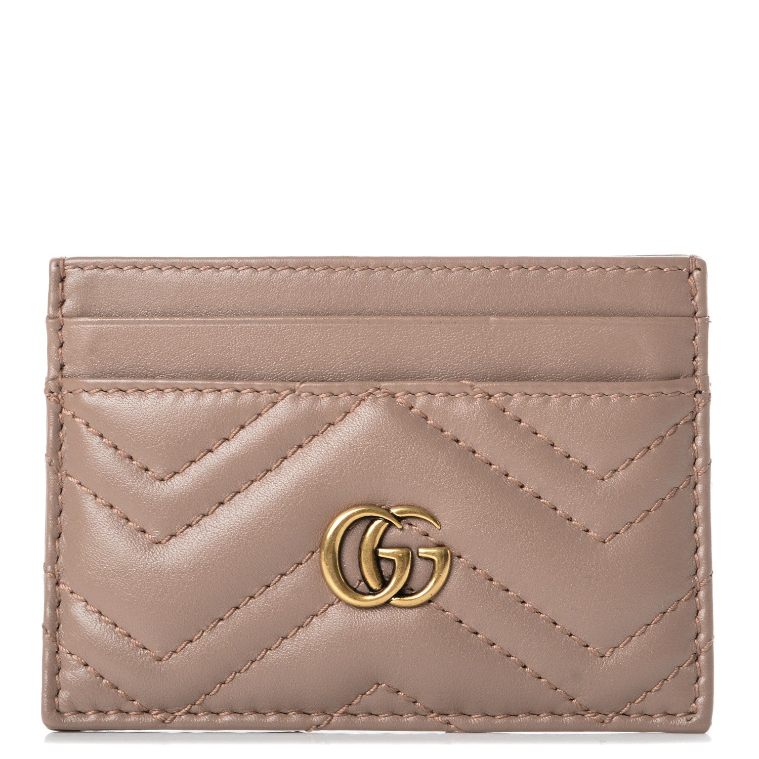 Gucci Calfskin Matelasse GG Marmont Card Holder Porcelain Rose 1 of 7