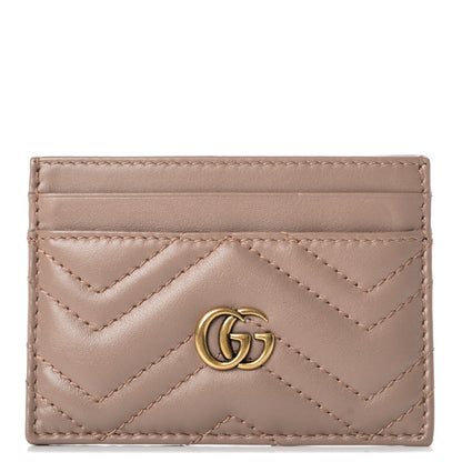 Gucci Calfskin Matelasse GG Marmont Card Holder Porcelain Rose 1 of 7
