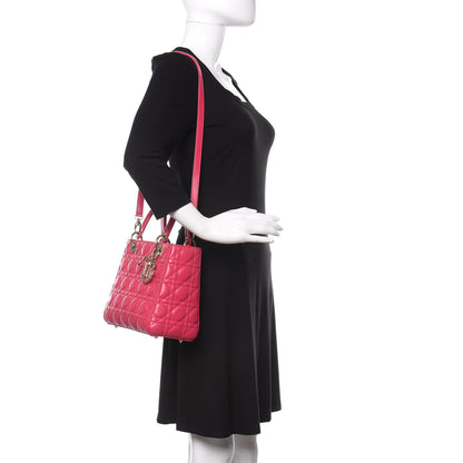 Christian Dior Lambskin Cannage Medium Lady Dior Pink 2 of 11