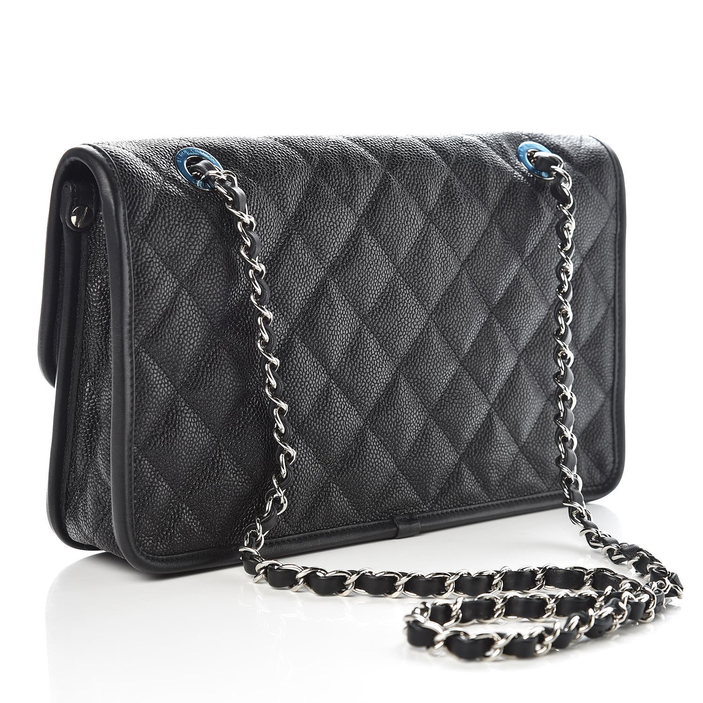 Caviar Quilted Medium French Riviera Flap Black