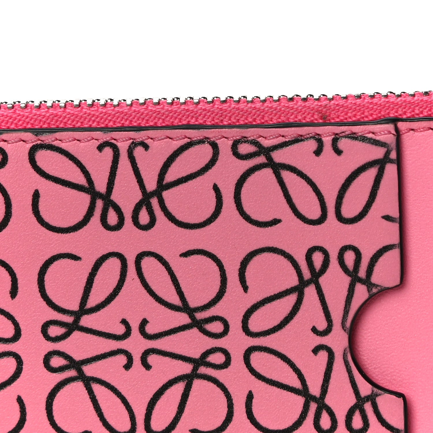 Loewe Engraved Calfskin Anagram Coin Card Holder Wild Rose 13 of 14