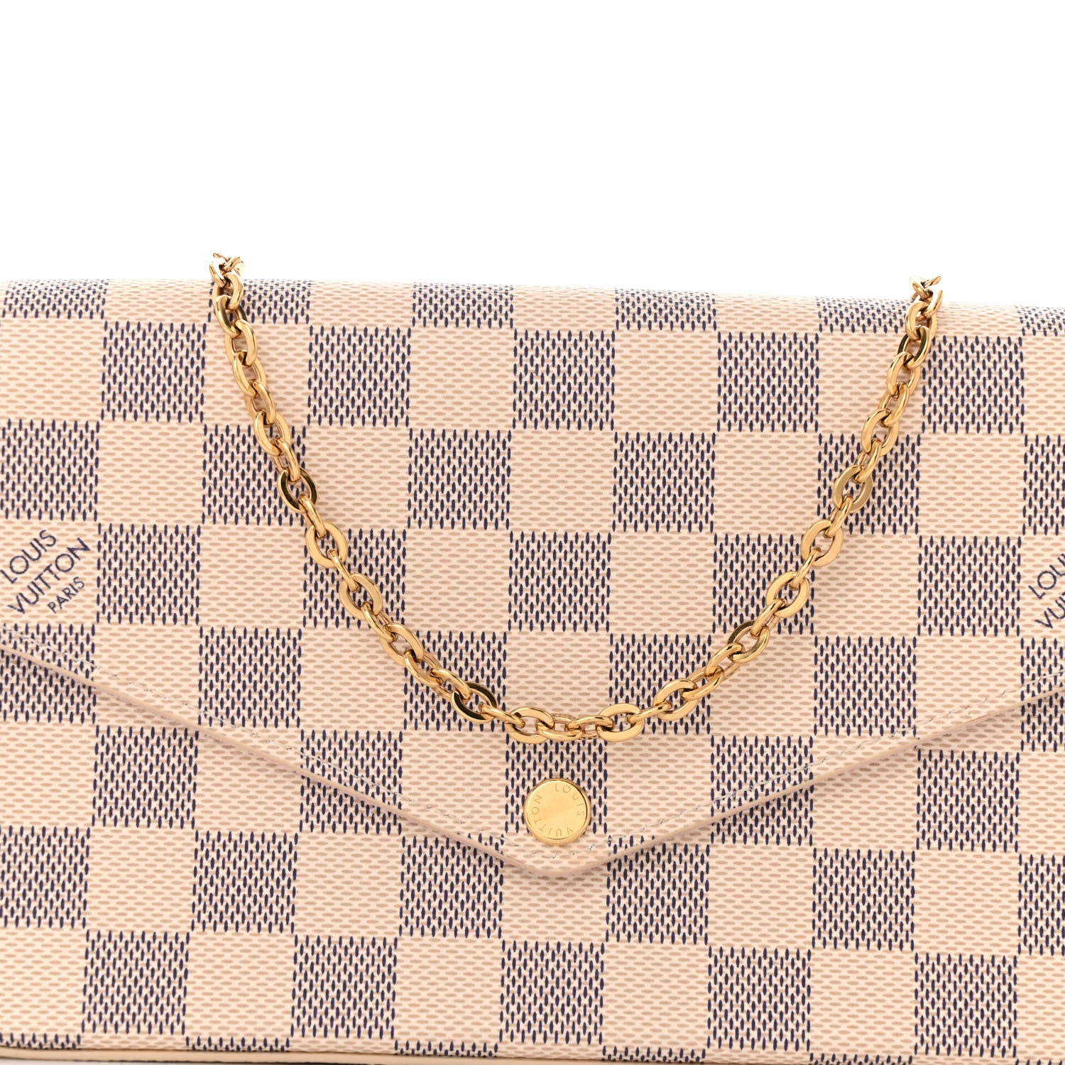 Louis Vuitton Damier Azur Pochette Felicie Chain Wallet Rose Ballerine 8 of 11
