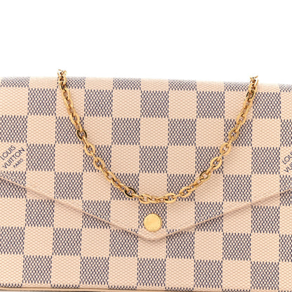 Louis Vuitton Damier Azur Pochette Felicie Chain Wallet Rose Ballerine 8 of 11
