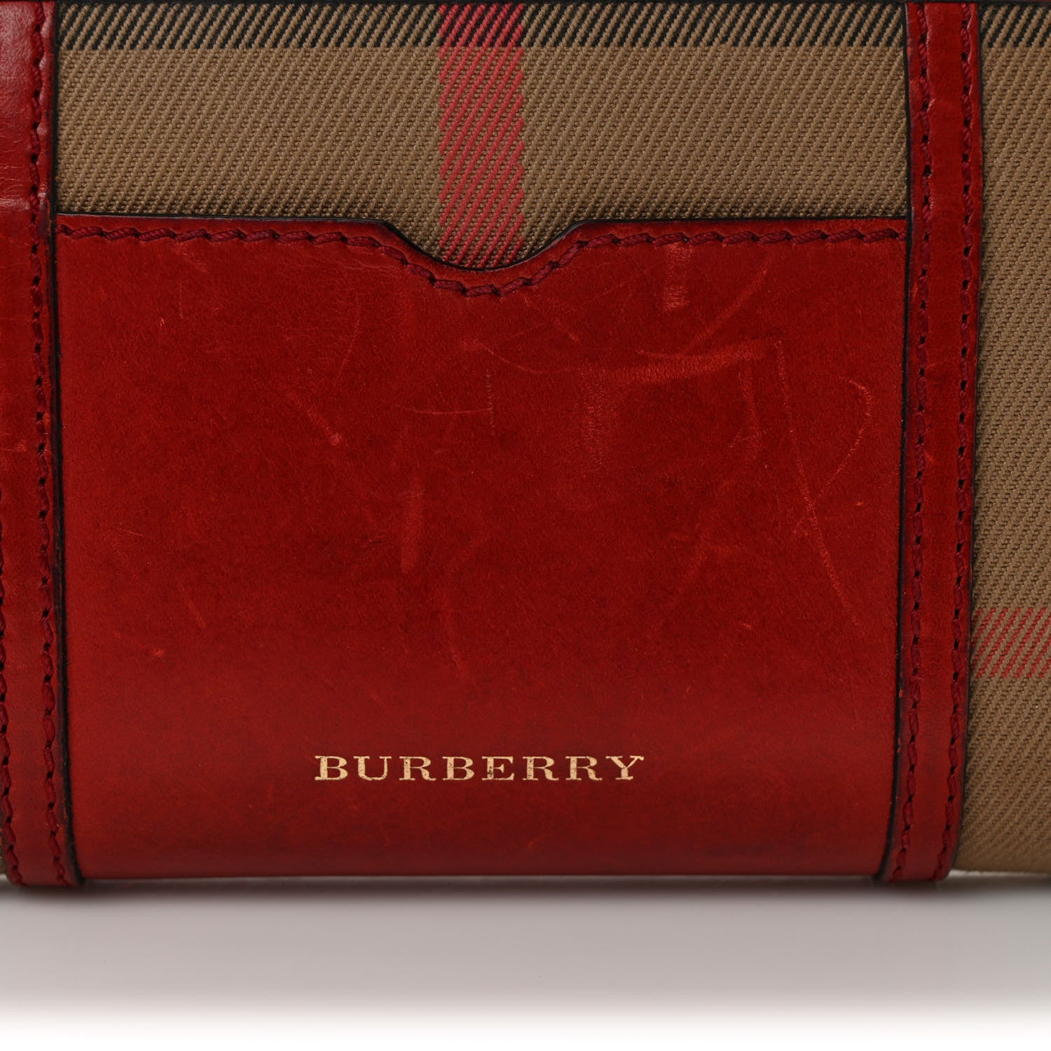 Burberry House Check Large Sartorial Ziggy Zip Around Wallet Military Red 8 of 10