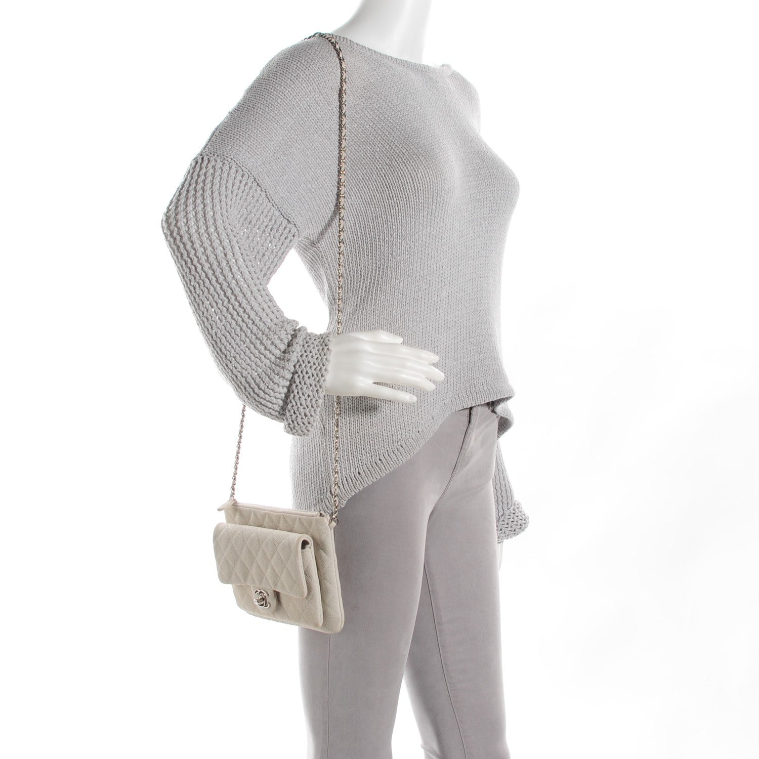 Chanel Iridescent Caviar Daily Zip Crossbody White 2 of 8