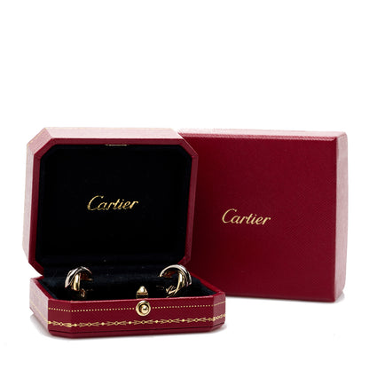 Cartier 18K Pink Yellow White Gold Classic Trinity Hoop Earrings 6 of 6
