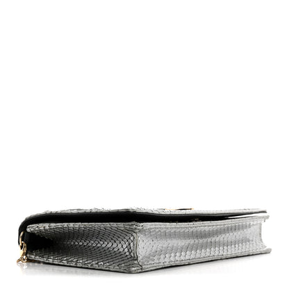 Christian Dior Snakeskin Diorama Wallet on Chain Pouch Silver 4 of 18