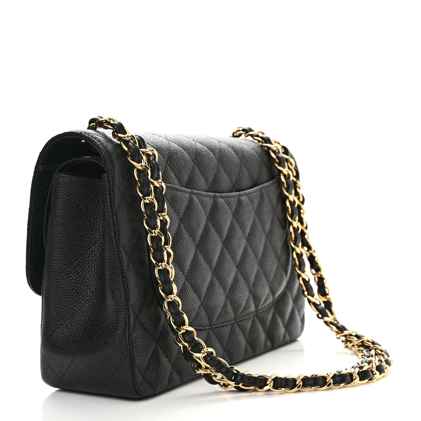 Caviar Quilted Jumbo Double Flap Black