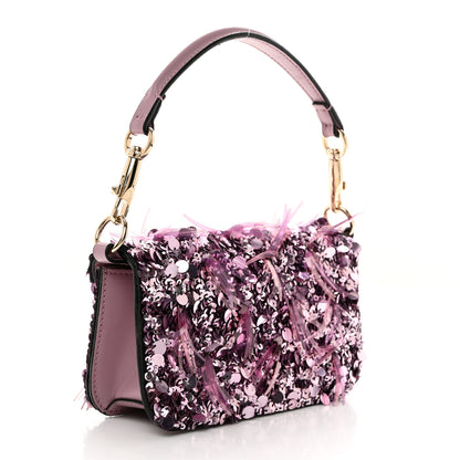 Valentino Garavani Sequin Crystal Vlogo Embroidered Small Loco Shoulder Bag Rosa Misty Mauve 2 of 10