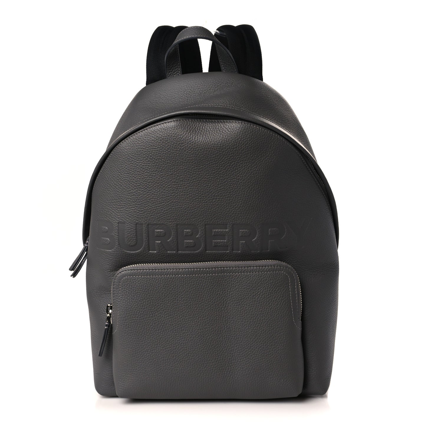 Calfskin Logo Embossed Backpack Charcoal Grey