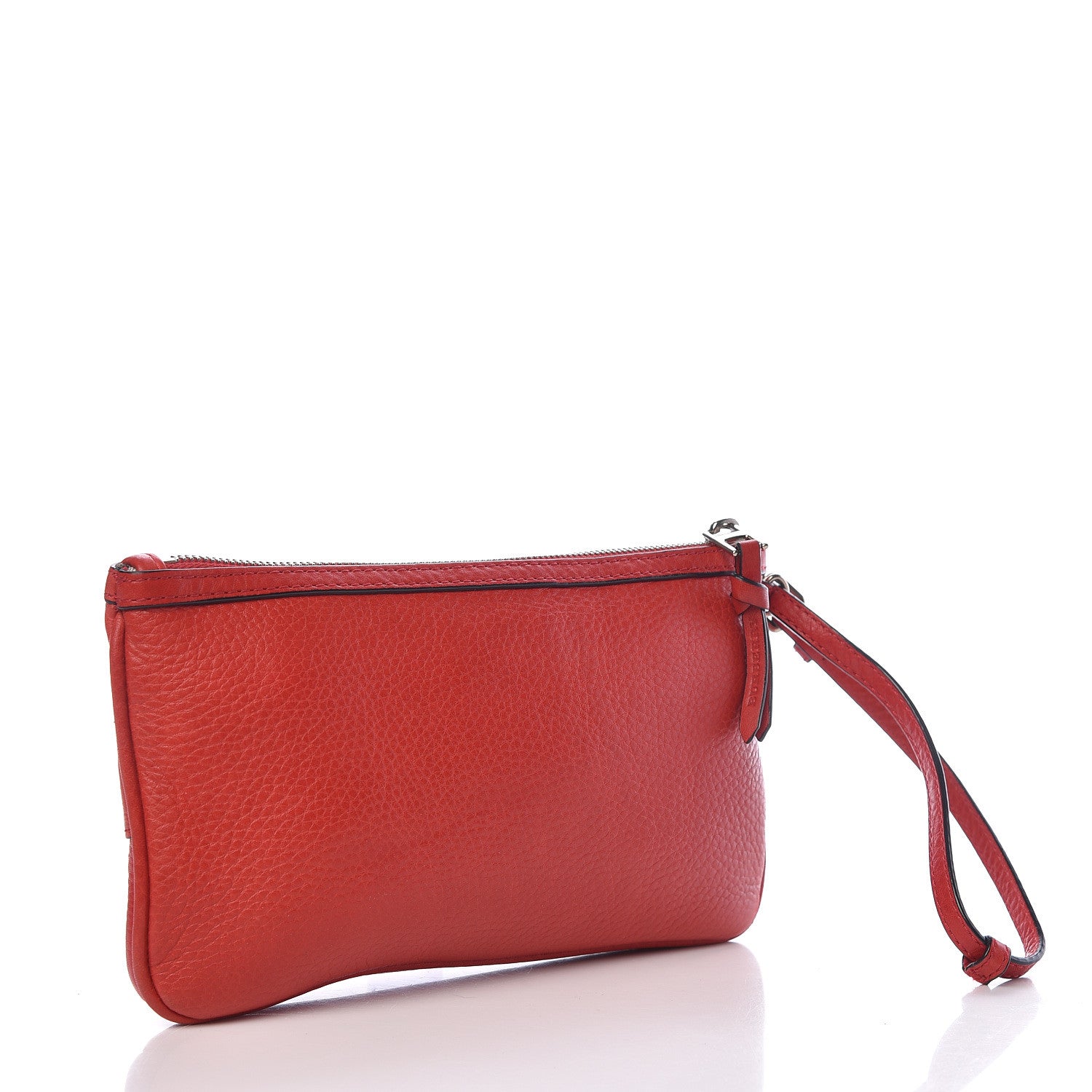 Burberry Grainy Calfskin Check Embossed Wristlet Military Red 3 of 16