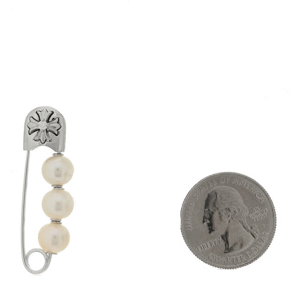 Mikimoto X CHROME HEARTS Platinum Diamond Akoya Cultured Pearl Safety Pin Brooch 3 of 7