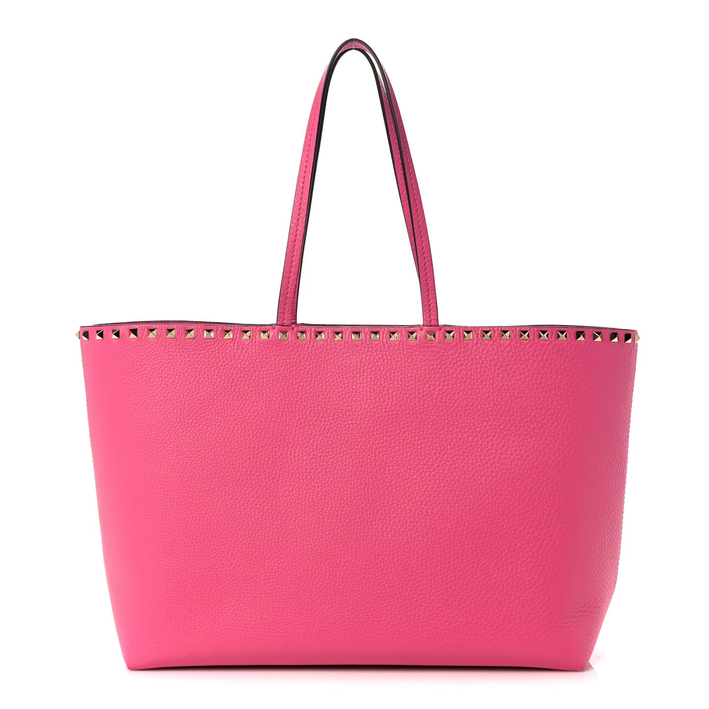 Grained Calfskin Rockstud Shoulder Tote Feminine Pink