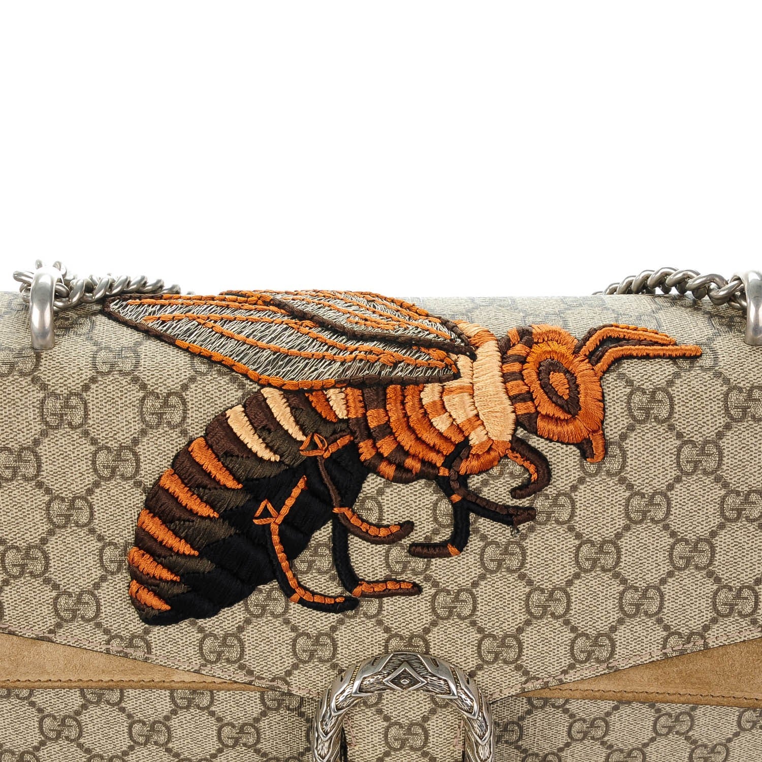 Gucci GG Supreme Monogram Bee Embroidered Medium Dionysus Shoulder Bag Taupe 8 of 8