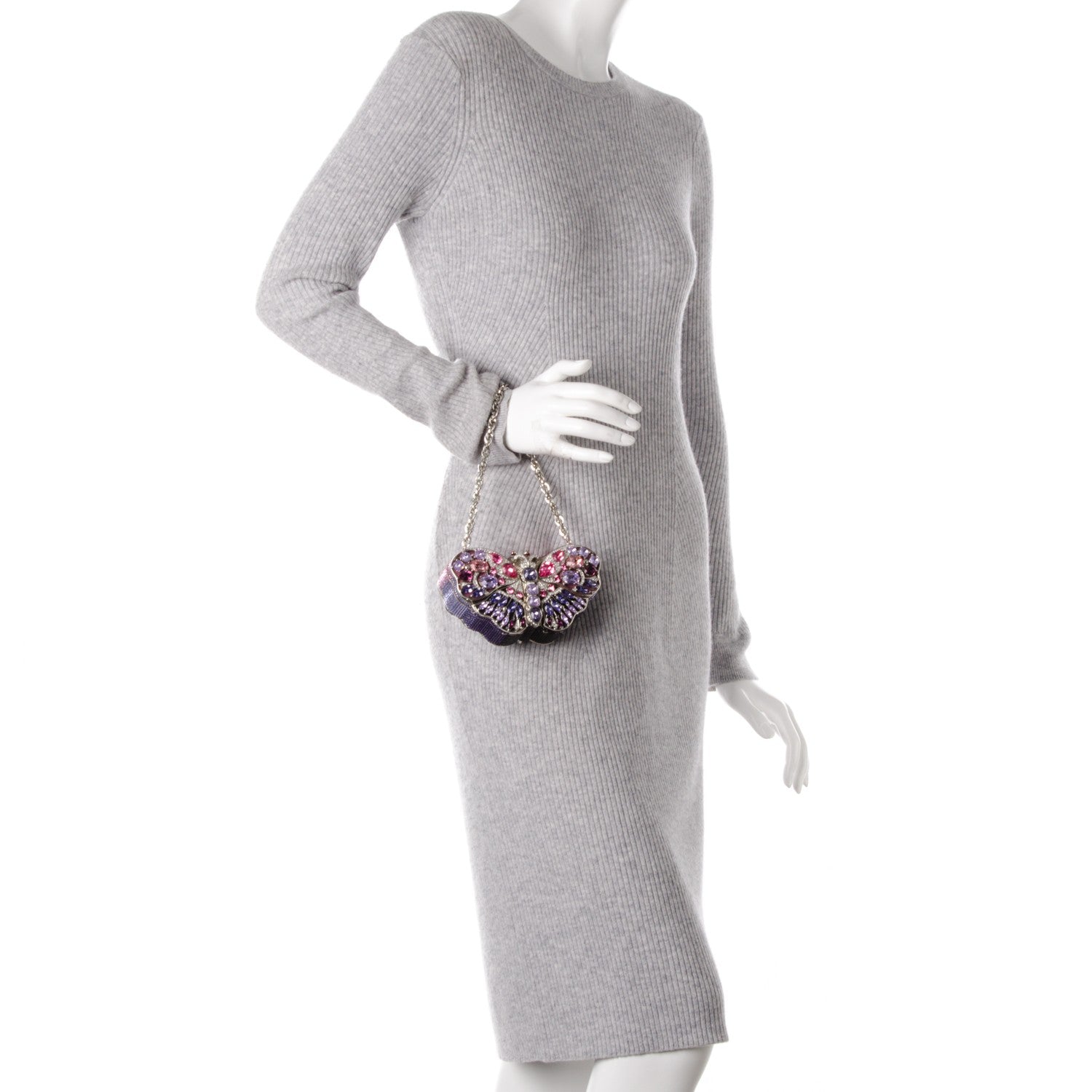 Judith Leiber Crystal Butterfly Celestrina Minaudiere Clutch Plum 2 of 10
