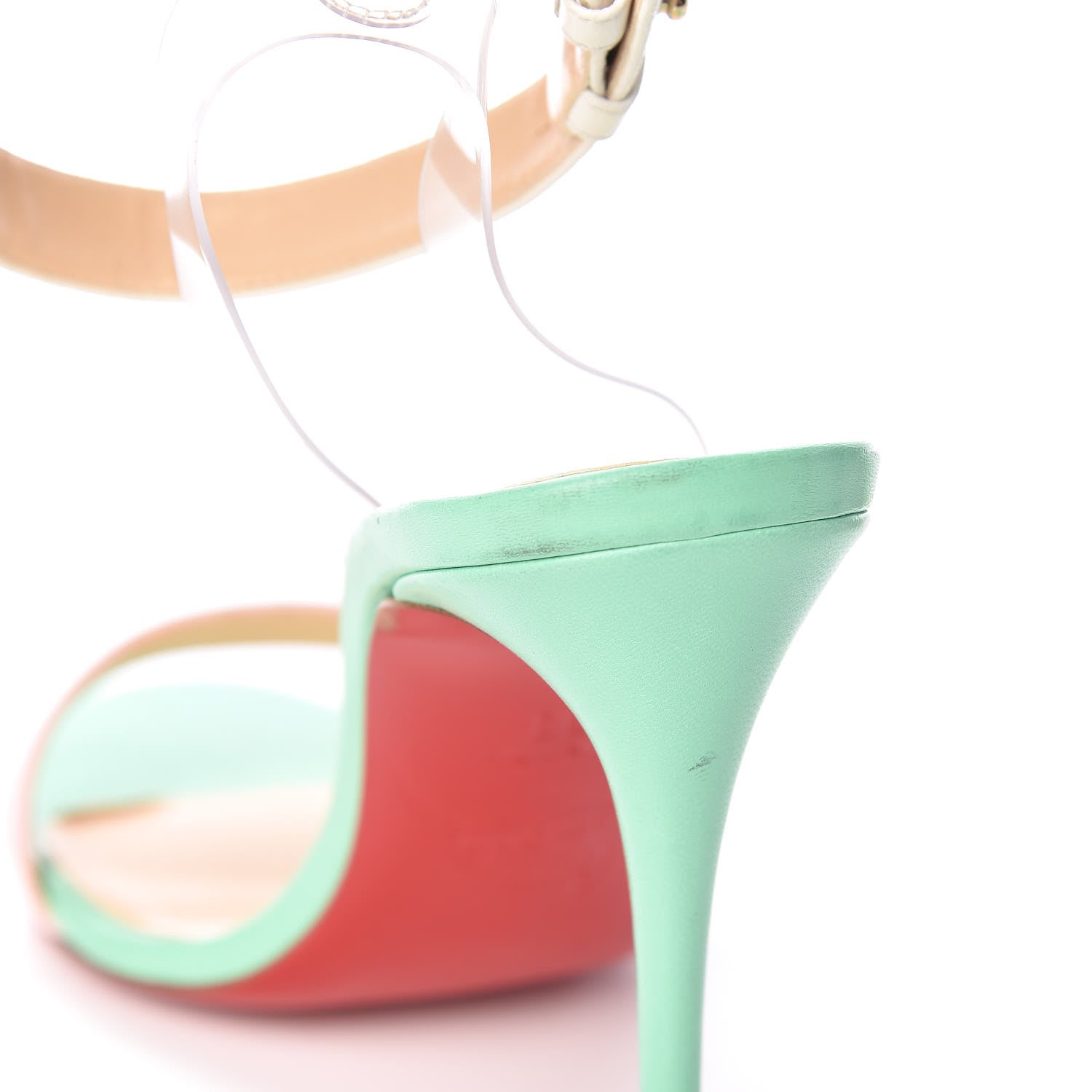 Christian Louboutin Shiny Nappa PVC Jonatina 100 Sandals 38 Opal 19 of 20