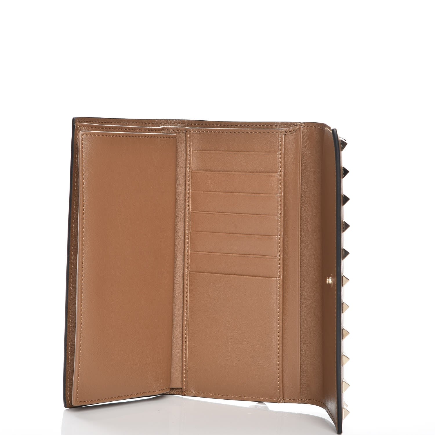Valentino Garavani Calfskin Rockstud Flap Wallet Brown 5 of 10