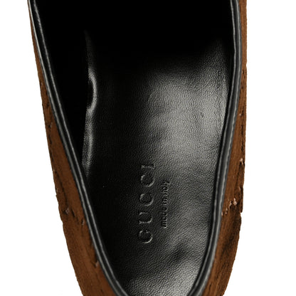 Gucci Velvet GG Monogram Horsebit Womens Jordaan Loafers 40 Brown Black 7 of 10
