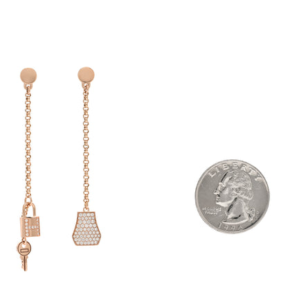 Hermes 18K Rose Gold Diamond Kelly Clochette Drop Earrings 2 of 5