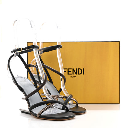 Fendi Nappa Metallic Ayers Fendi First 95mm Strappy Sandals 37 Black Chocolate Stagno 9 of 9