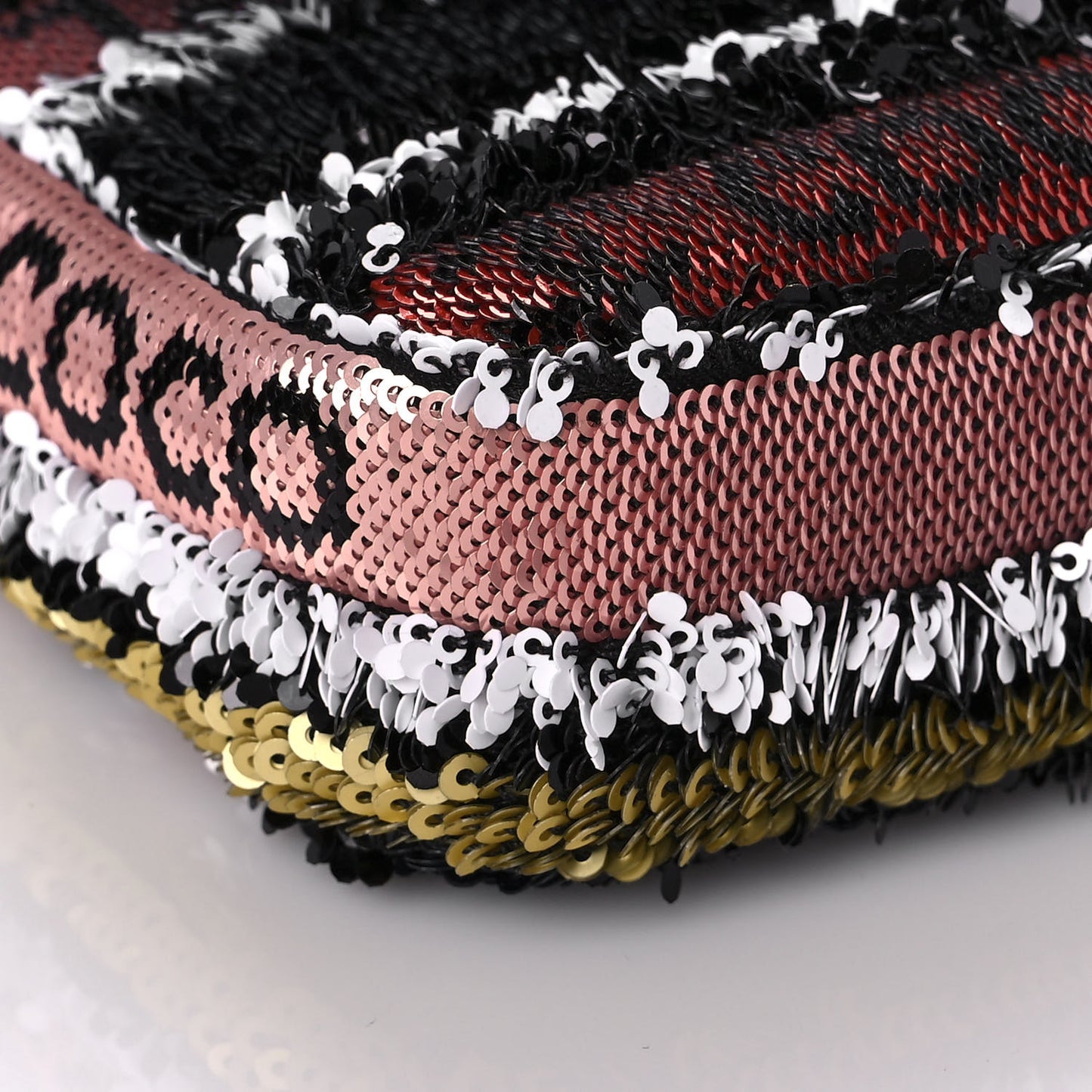 Sequin COCO Clutch With Chain Black Red