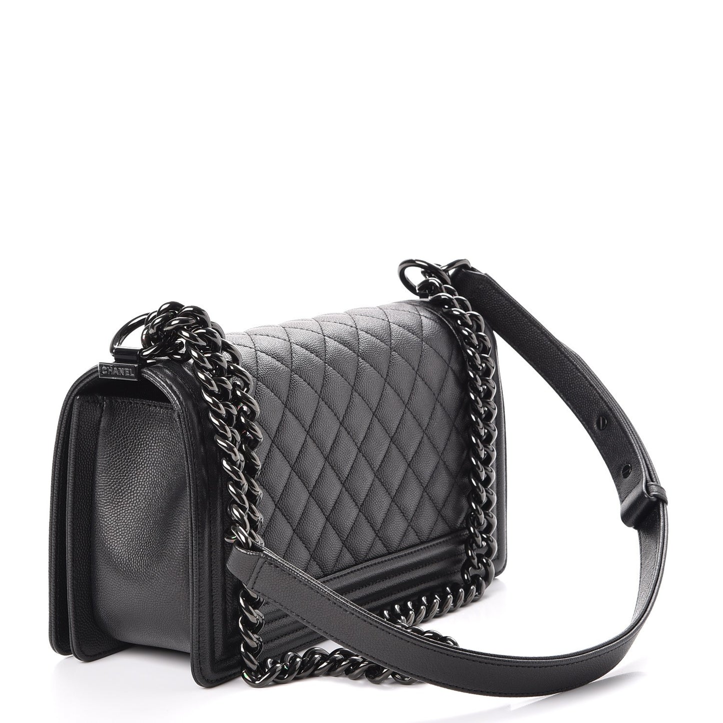 Caviar Quilted Medium Boy Flap So Black