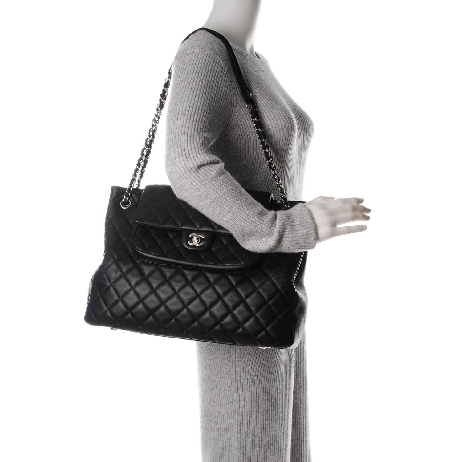 Chanel Calfskin Quilted Flap Tote Black 2 of 7