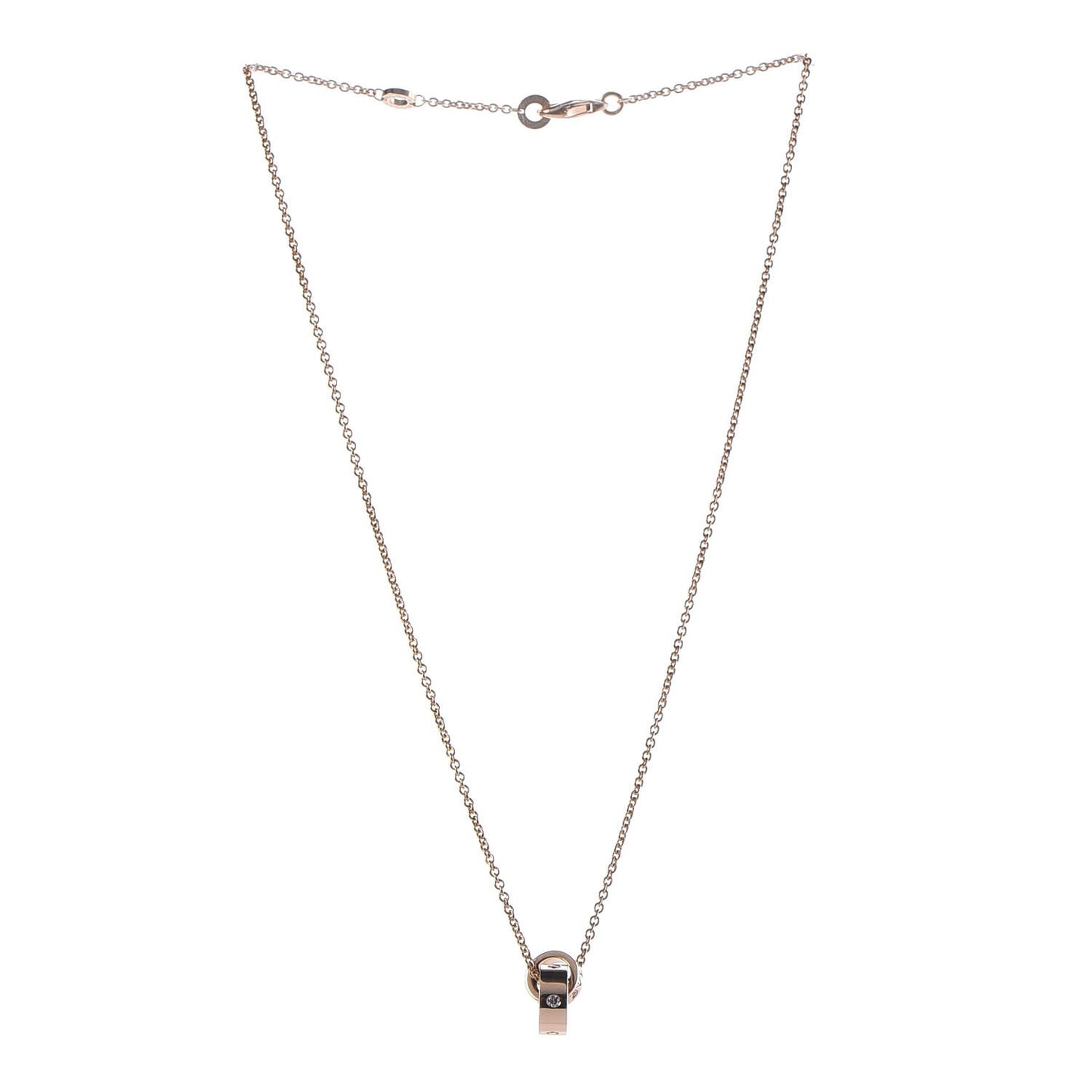 18K Rose Gold Diamond BVLGARI BVLGARI Link Pendant Necklace