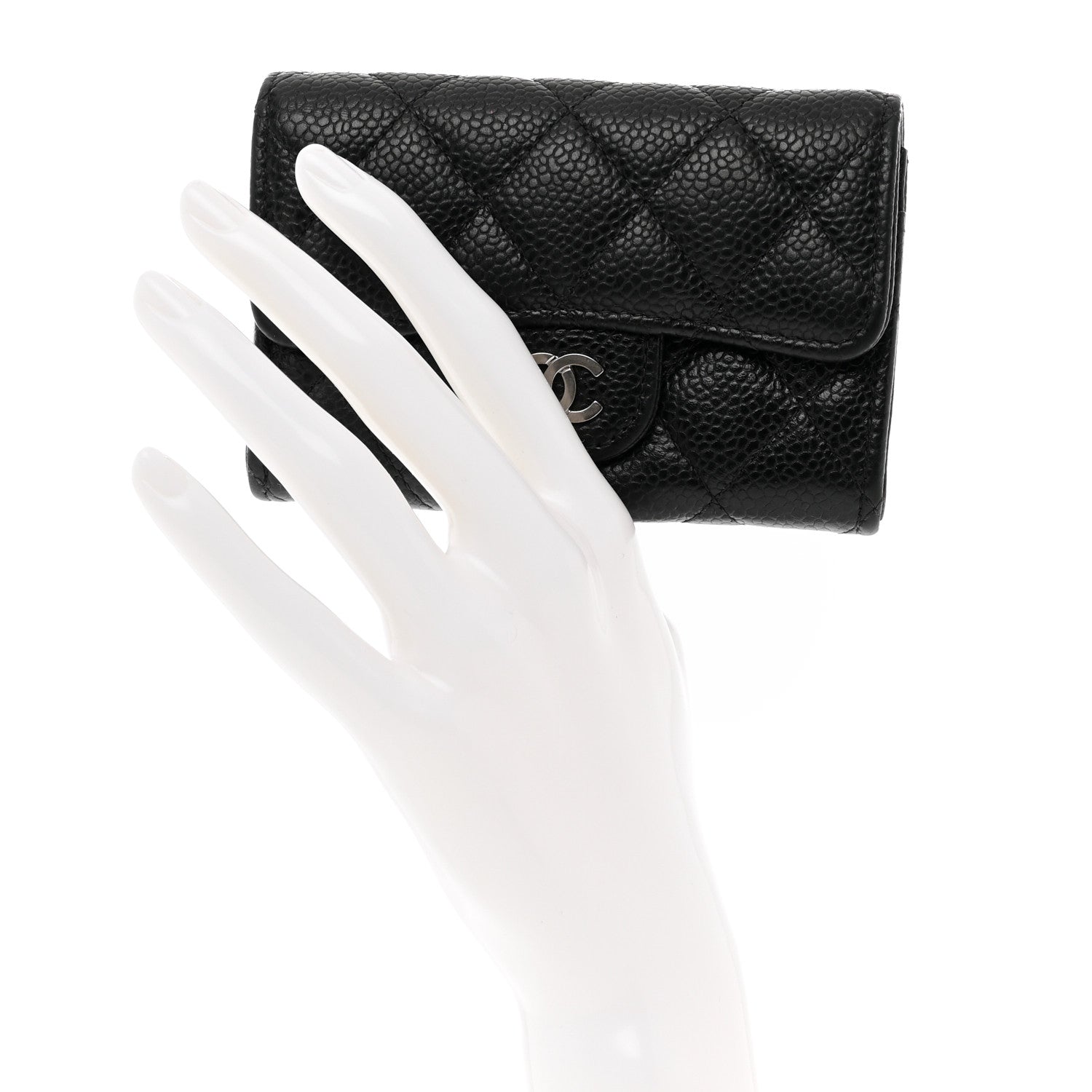 Chanel Caviar Quilted Flap Card Holder Wallet Black 2 of 7
