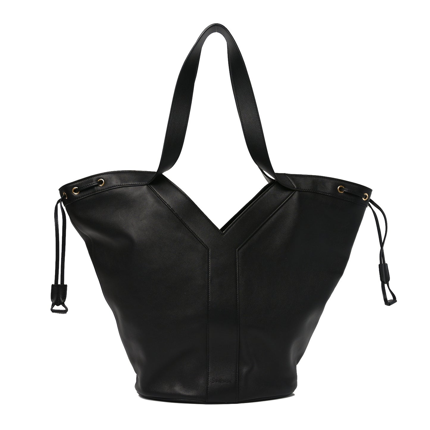 Santorini Lux Calfskin Y Drawstring Tote Black