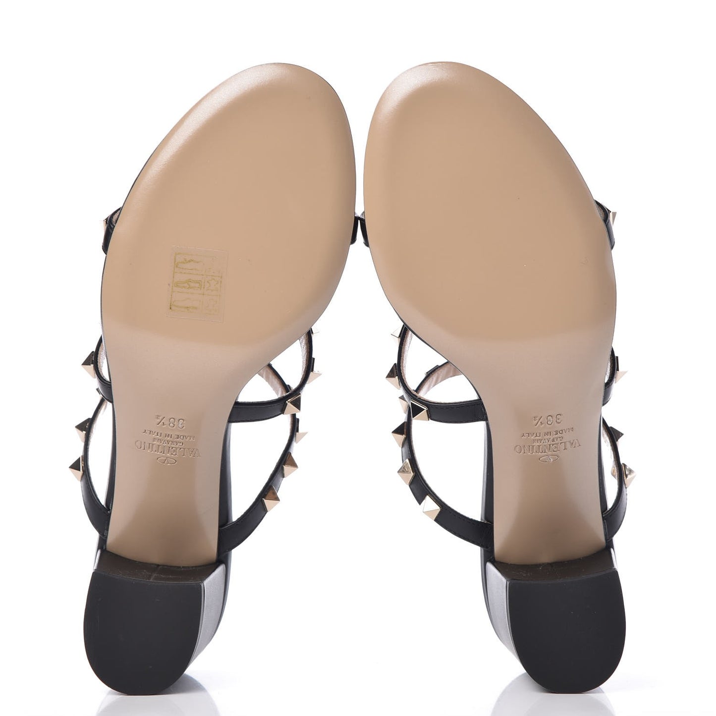 Calfskin Rockstud 60mm Caged Slide Sandals 38.5 Black