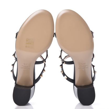 Valentino Garavani Calfskin Rockstud 60mm Caged Slide Sandals 38.5 Black 5 of 10