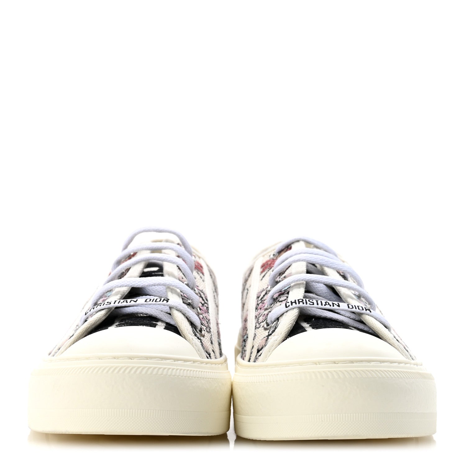 Christian Dior Canvas Embroidered Womens Walk'N'Dior Low Top Sneakers 38 White Multicolor 3 of 9